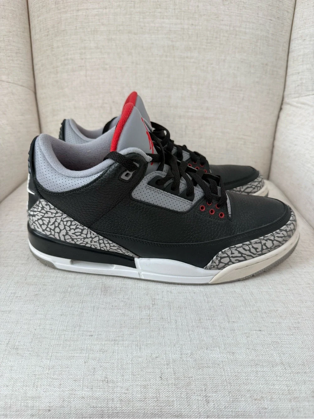 Nike Air Jordan 3 Retro Black Cement Mens 11.5 Leather Basketball Sneakers 2017